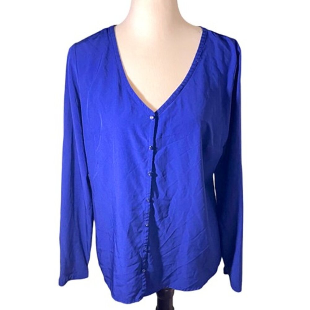 Cobalt blue silky blouse L